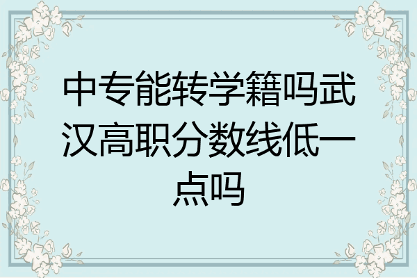 中专能转学籍吗武汉高职分数线低一点吗