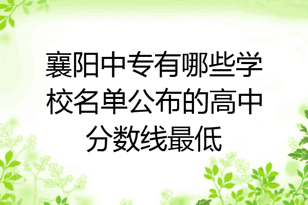 襄阳中专有哪些学校名单公布的高中分数线最低