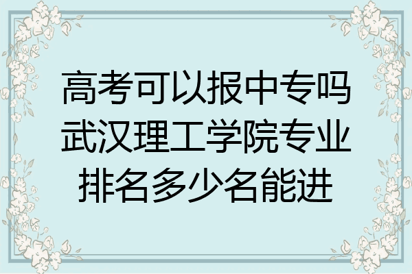 高考可以报中专吗武汉理工学院专业排名多少名能进