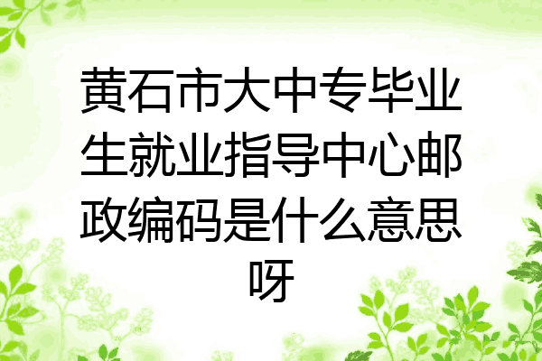 黄石市大中专毕业生就业指导中心邮政编码是什么意思呀
