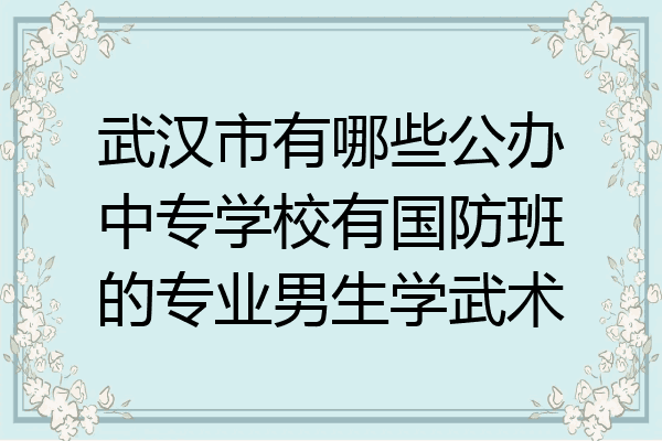 武汉市有哪些公办中专学校有国防班的专业男生学武术