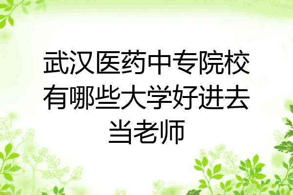 武汉医药中专院校有哪些大学好进去当老师