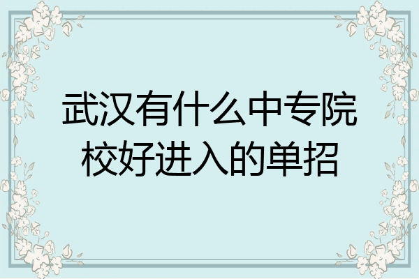 武汉有什么中专院校好进入的单招