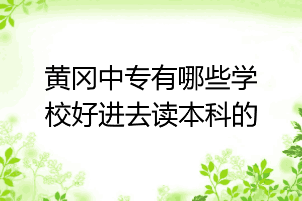 黄冈中专有哪些学校好进去读本科的