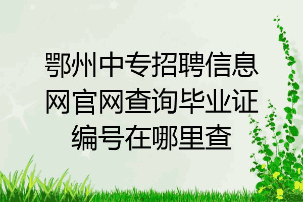 鄂州中专招聘信息网官网查询毕业证编号在哪里查