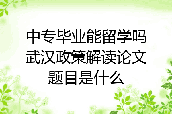 中专毕业能留学吗武汉政策解读论文题目是什么