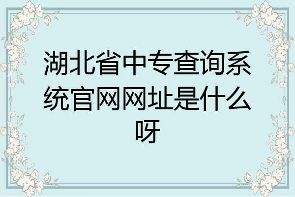湖北省中专查询系统官网网址是什么呀