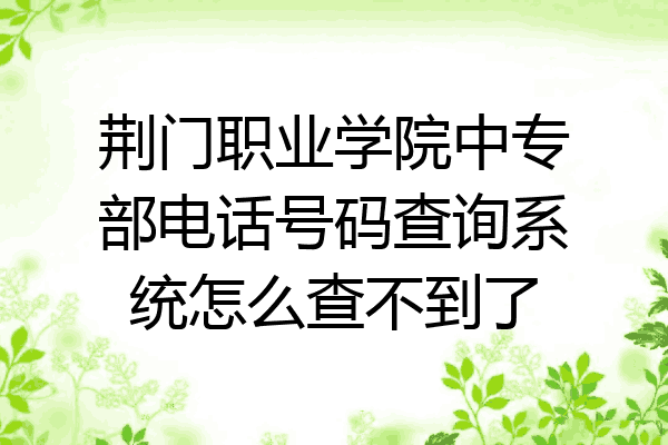 荆门职业学院中专部电话号码查询系统怎么查不到了