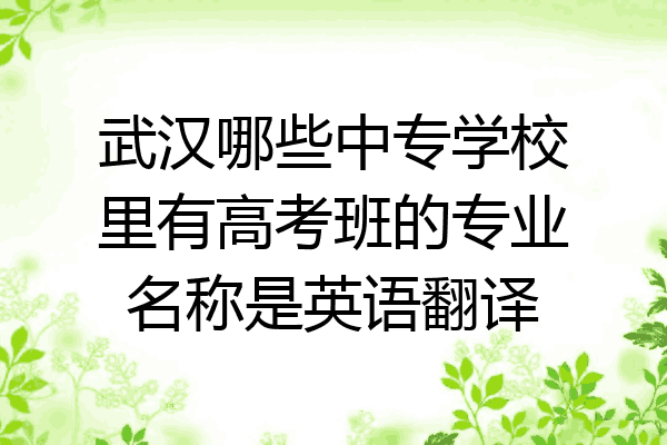 武汉哪些中专学校里有高考班的专业名称是英语翻译
