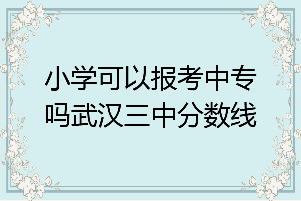 小学可以报考中专吗武汉三中分数线