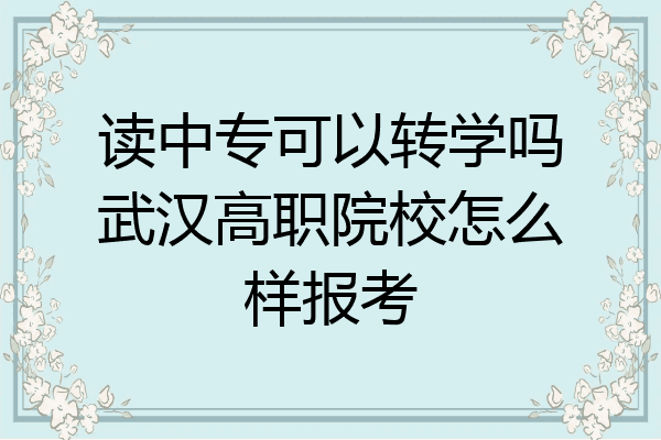 读中专可以转学吗武汉高职院校怎么样报考