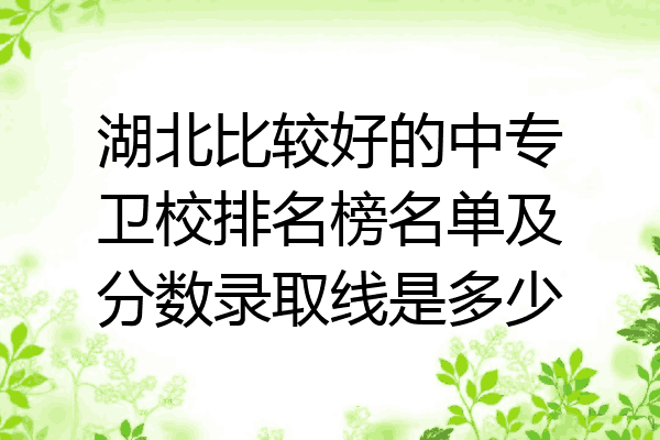 湖北比较好的中专卫校排名榜名单及分数录取线是多少