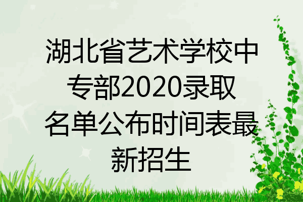 湖北省艺术学校中专部2020录取名单公布时间表最新招生