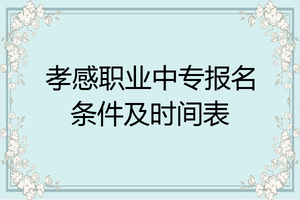孝感职业中专报名条件及时间表