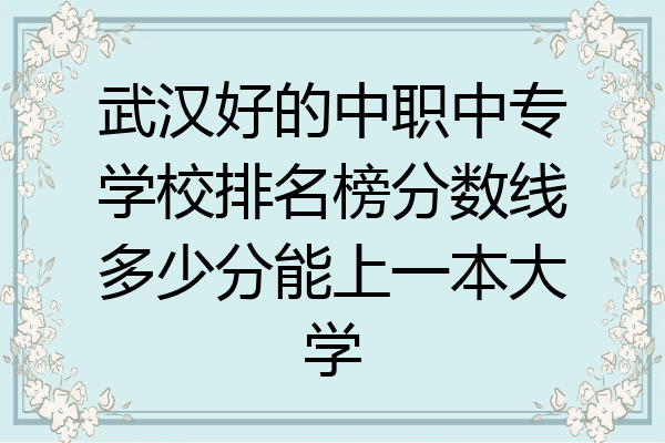 武汉好的中职中专学校排名榜分数线多少分能上一本大学