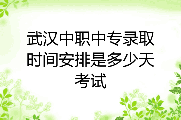 武汉中职中专录取时间安排是多少天考试