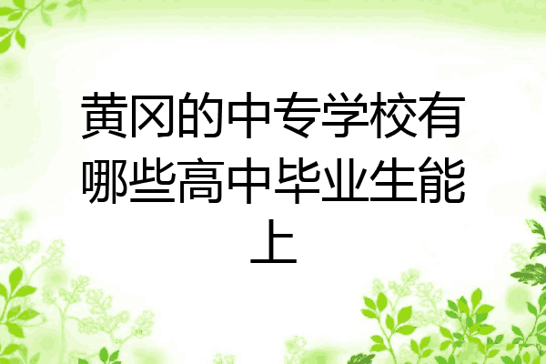 黄冈的中专学校有哪些高中毕业生能上