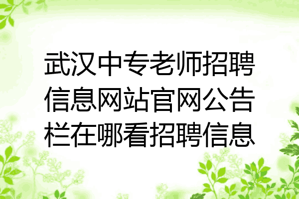 武汉中专老师招聘信息网站官网公告栏在哪看招聘信息