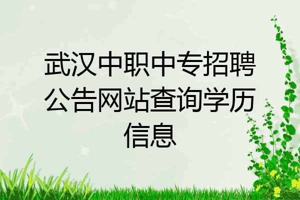 武汉中职中专招聘公告网站查询学历信息