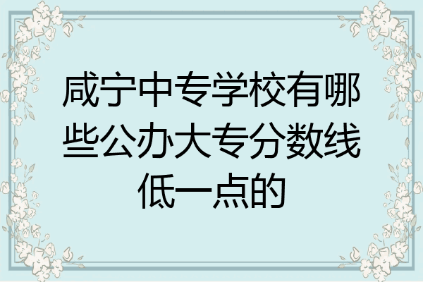咸宁中专学校有哪些公办大专分数线低一点的