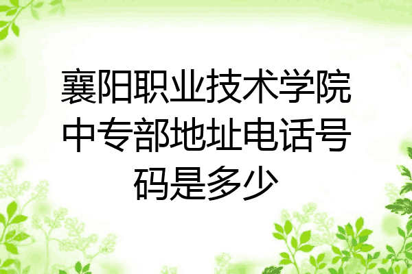 襄阳职业技术学院中专部地址电话号码是多少