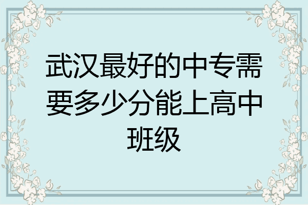 武汉最好的中专需要多少分能上高中班级
