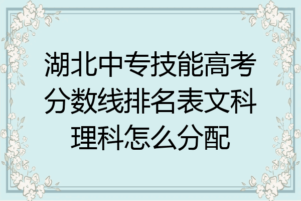 湖北中专技能高考分数线排名表文科理科怎么分配