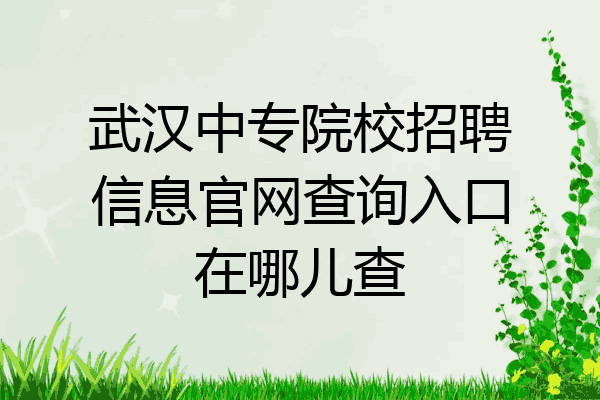 武汉中专院校招聘信息官网查询入口在哪儿查