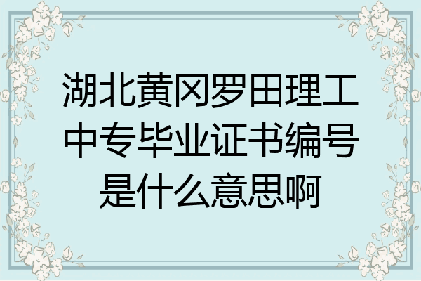 湖北黄冈罗田理工中专毕业证书编号是什么意思啊