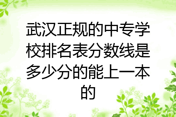 武汉正规的中专学校排名表分数线是多少分的能上一本的