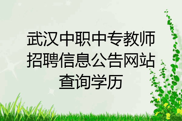 武汉中职中专教师招聘信息公告网站查询学历