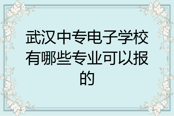 武汉中专电子学校有哪些专业可以报的