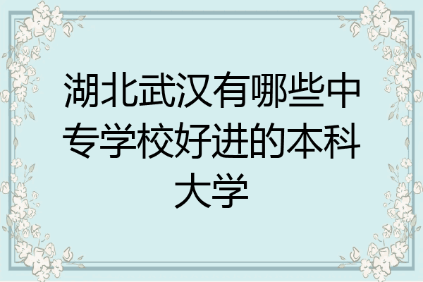 湖北武汉有哪些中专学校好进的本科大学