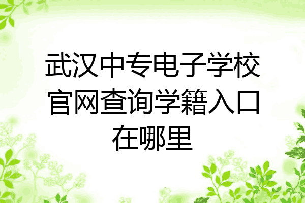武汉中专电子学校官网查询学籍入口在哪里
