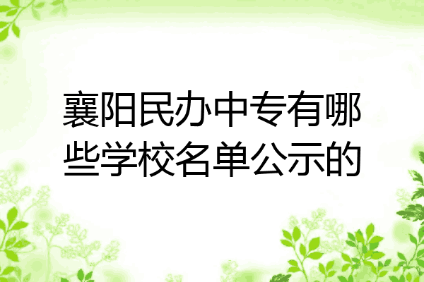 襄阳民办中专有哪些学校名单公示的
