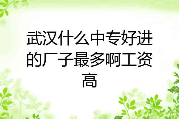 武汉什么中专好进的厂子最多啊工资高