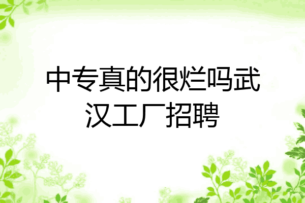 中专真的很烂吗武汉工厂招聘