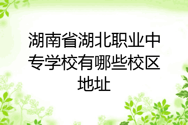 湖南省湖北职业中专学校有哪些校区地址