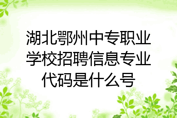 湖北鄂州中专职业学校招聘信息专业代码是什么号