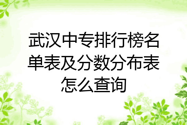 武汉中专排行榜名单表及分数分布表怎么查询