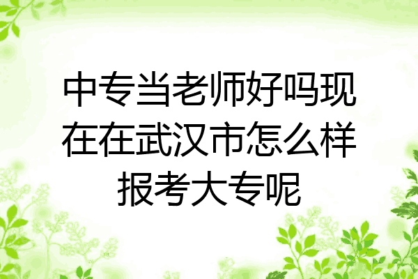 中专当老师好吗现在在武汉市怎么样报考大专呢