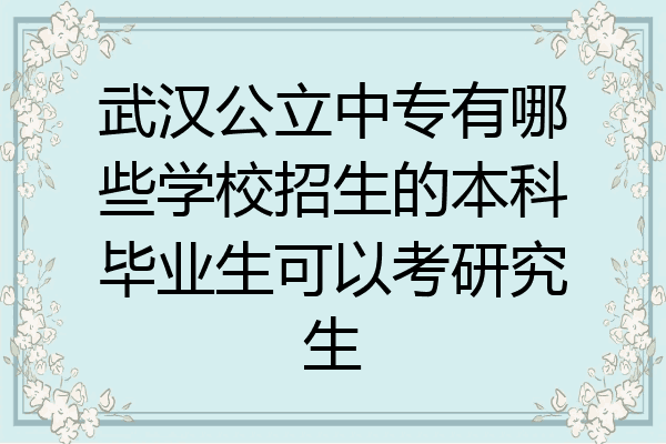 武汉公立中专有哪些学校招生的本科毕业生可以考研究生