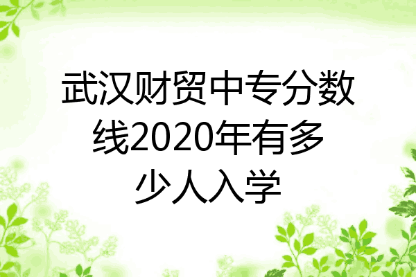 武汉财贸中专分数线2020年有多少人入学