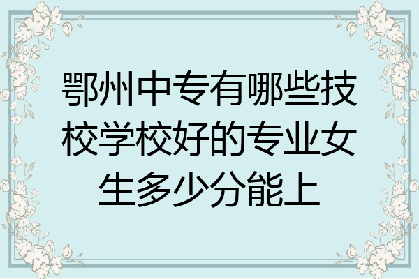 鄂州中专有哪些技校学校好的专业女生多少分能上