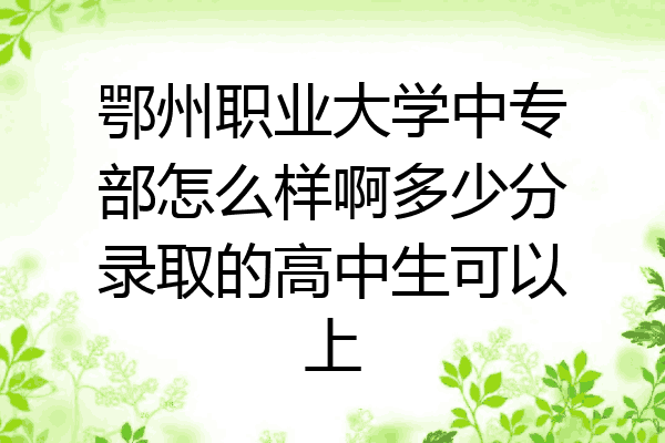 鄂州职业大学中专部怎么样啊多少分录取的高中生可以上