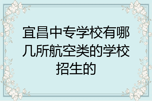 宜昌中专学校有哪几所航空类的学校招生的
