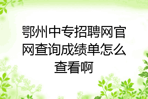 鄂州中专招聘网官网查询成绩单怎么查看啊