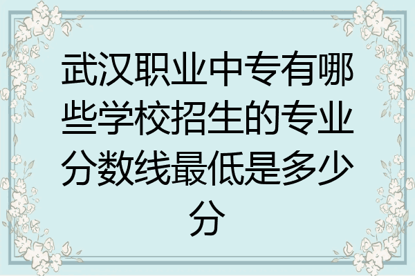 武汉职业中专有哪些学校招生的专业分数线最低是多少分