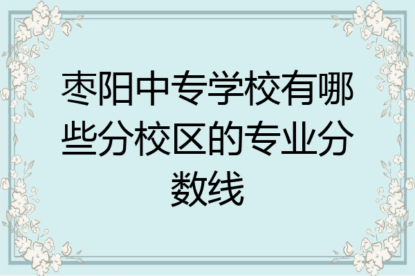 枣阳中专学校有哪些分校区的专业分数线