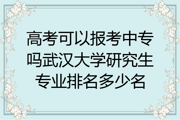 高考可以报考中专吗武汉大学研究生专业排名多少名